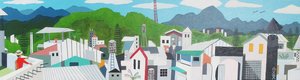 Taitung city rooftop, 2012, olie på lærred af Timothy Nathan Joel