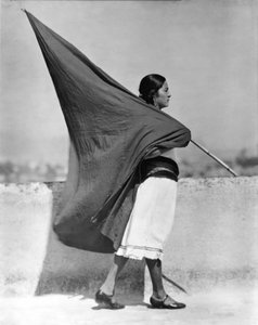Kvinde med flag, Mexico City, 1928