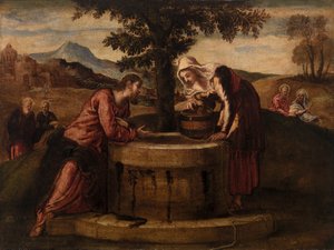 Kristus og Samarias kvinde af Tintoretto (Jacopo Robusti)