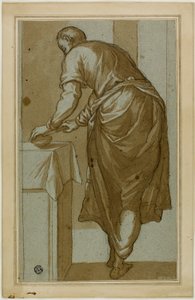Stående mand set bagfra Skære brød af Tintoretto