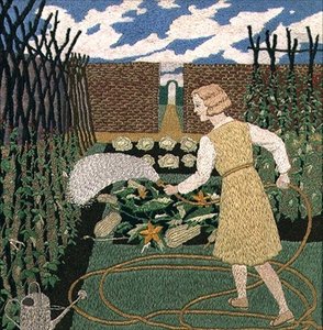 En kvinde, der vander haven (håndarbejde) af Tirzah Ravilious