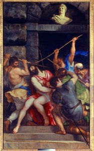 Kristuskrans af torne Maleri af Tiziano Vecellio kaldet Titian (1485-1576) 1500-tallets søn. 3,03x1,8 m af Tiziano Vecelli