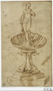 Study for Fountain (pen og blæk på papir)