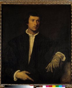 Manden med en handske, ca. 1520 (olie på lærred) af Titian (c.1488 1576)