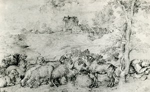 Landskab med fåreflok, c1520, 1937 af Tiziano Vecelli