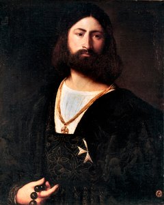 Portræt af en ridder af Malta, maleri af Tiziano Vecellio kaldet Tizianen af Tiziano Vecelli
