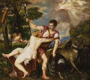 Venus og Adonis, 1554 af Tiziano Vecelli