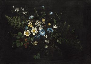 Sprøjt af blomster og bregner, dato ukendt. af Titian Ramsay Peale