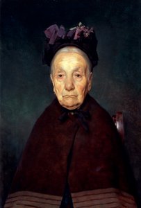 Portræt af gammel kvinde af Tito Lessi (1858-1917), olie på panel, 33x22 cm, ca. 1897