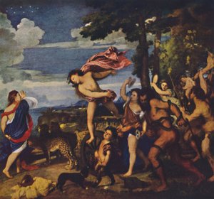 Bacchus og Ariadne, 1520-1523, c1950. af Tiziano Vecelli