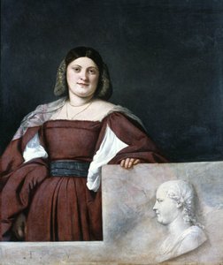 Portræt af en dame, La Schiavona Den dalmatiske kvinde, c1510-1512 af Tiziano Vecelli