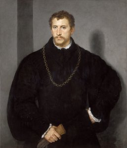 Portræt af en ung englænder Portræt af en ung mand med grå øjne, 1540-1545. af Tiziano Vecelli