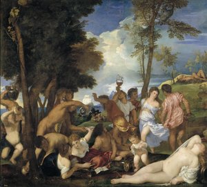 The Bacchanal of the Andrians, 1523-1526 af Tiziano Vecelli