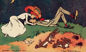 Par, der kysser hinanden (farvelitografi)