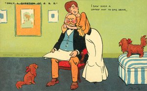 Jeg så sådan en dejlig hat i dag, kære (farve litho) af Tom Browne
