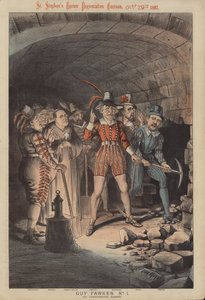 Guy Fawkes, No 1: the Conspirators Armed (farve litho) af Tom Merry