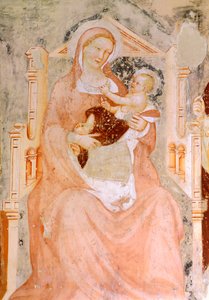 Madonna og barn, af Tommaso da Modena (1326-1379), fresko, San Francesco-kirken, Treviso