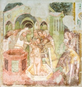 Prinsen af Englands dåb, detalje fra freskoen Legend of St Ursula af Tomaso da (late 15th century) Modena