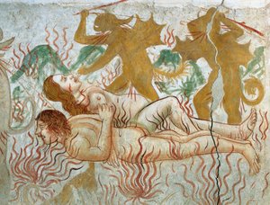 Den sidste dom, helvede, forbandede par i flammer af Tommaso (active 1479 1509) (workshop) Cagnola