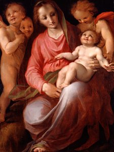 Madonna og barn med spædbarnet St John, 1570. af Tommaso Manzuoli