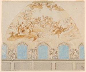 Projekt for en fresco i katedralens kuppel i Citta di Castello af Tommaso Maria Conca