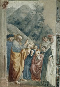 Prædikation af St. Peter - Fresco af Tommaso di Cristoforo Fini dit Masolino da Panicale (1383-omkring 1440), 255x162 cm, ca. 1425. Firenze, Santa Maria del Carmine-kirken, Brancacci-kapellet af Tommaso Masolino da Panicale