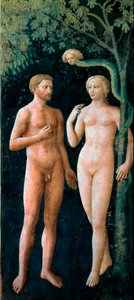 Fresco af Adam og Evas fristelse af Tommaso di Cristofano Fini dit Masolino da Panicale (1383-1440) 1424-1425 søn 208x88 cm Firenze, Santa Maria del Carmine-kirken, Brancacci-kapellet