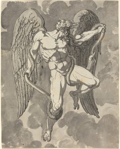 Saturn, der brydes med en slange