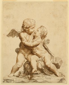Tegning, to kyssende amoriner, 1750-90 af Tommaso Todeschini