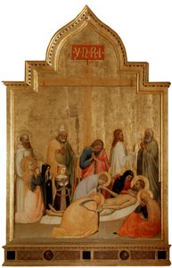 Pieta med helgen Remigius og helgen Benedikt (tempera på træ, ca. 1365) af Tommaso di Stefano Giottino