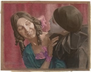 Danserne Lili Green (til venstre) og Margaret Walker (til højre, som pierrot) i en koreografi til musik af La Valse af Chopin af Ton Blom