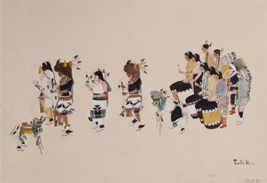 Buffalo Dance Chorus, ca. 1930-39 (tempera ombord)