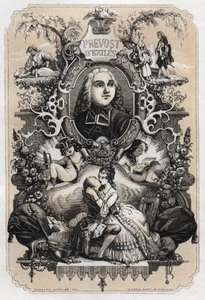 Frontispice af "Histoire de Manon Lescaut et du Chevalier Des Grieux" af Abbe Prevost (Antoine Francois Prevost) (1697-1763) - Udgave af 1839 illustreret af Tony Johannot (1803-1852) af Tony Johannot