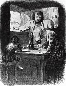 Illustration til La Mare au Diable, roman af George Sand (1804-1876), gravering af Henri Delaville (aktiv i midten af det 19. århundrede) efter tegning af Tony Johannot (1803-1852)