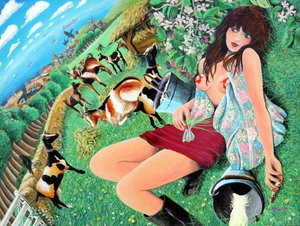 Mae Rose-Cottage dagdrømmer sine erotiske fantasier, 2005 (akryl på panel)