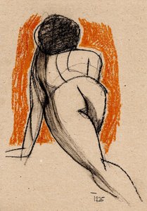 Tegning af siddende figur