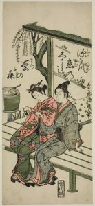 Elskere på en veranda af Torii Kiyohiro