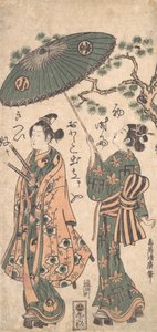 Skuespilleren Arashi Otohachi som en ung samurai i kvindetøj, ca. 1756.