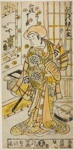 Skuespilleren Ogino Isaburo I i to roller, Tora og Soga no Juro, i stykket "Juhakko Imayo Soga", opført på Nakamura Theatre i den første måned, 1734 af Torii Kiyomasu II