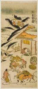 Winter: Storing Rice (Fuyu: kome ossame no zu), nr. 4 fra serien "The Four Seasons of Farmers (Shiki no hyakusho)" af Torii Kiyomasu II