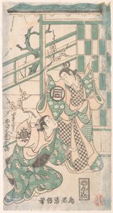 Scene fra dramaet Hatsu-tori Kuruma Genji, dateret 1749., dateret 1749. af Torii Kiyomasu I