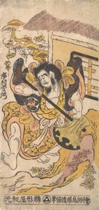 Skuespilleren Ichimura Kamezo kæmper ved hjælp af en stor økse, ca. 1748., ca. 1748. af Torii Kiyomasu I