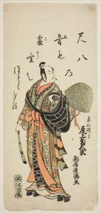 Skuespilleren Onoe Kikugoro I som Kyo no Jiro i stykket "Fujibumi Sakae Soga", der blev opført på Ichimura-teatret i den anden måned i 1763. af Torii Kiyomitsu I