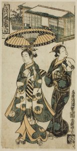 Ung dame og matrone, fra "Piger fra Fukagawa - Et triptykon (Fukagawa musume sanpukutsui)" af Torii Kiyomitsu I