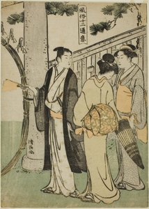 Et besøg i en helligdom fra serien "Twelve Scenes of Popular Customs (Fuzoku juni tsui)" af Torii Kiyonaga