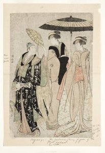 Skuespillere i stykket Oakinai Hiruga kojima, Nakamura Theatre, XI1784, 1784 (træblok) af Torii Kiyonaga