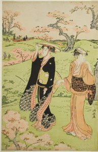 Cherry Blossom Viewing på Asuka Hill af Torii Kiyonaga