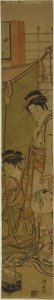 Kurtisaner, der samtaler gennem et myggenet af Torii Kiyonaga