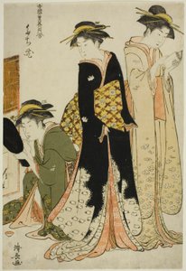 Entertainere fra Tachibana, fra serien "A Collection of Contemporary Beauties of the Pleasure Quarters (Tosei yuri bijin awase)" af Torii Kiyonaga