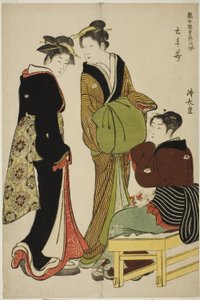 Flowers of the Doteshita District (Dotebana), fra serien "A Collection of Contemporary Beauties of the Pleasure Quarters (Tosei yuri bijin awase)" af Torii Kiyonaga